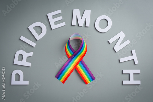 Rainbow ribbon awareness for LGBT community pride concept