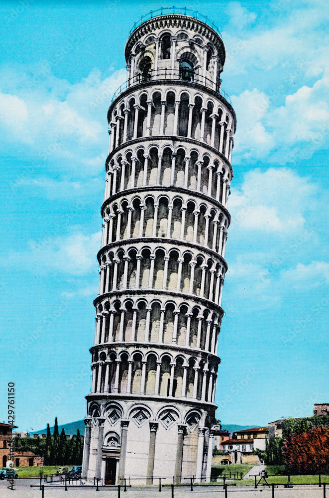 pisa leaning tower from the 60s