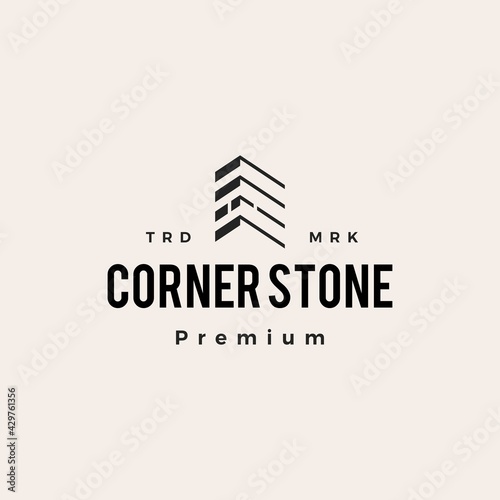 cornerstone hipster vintage logo vector icon illustration