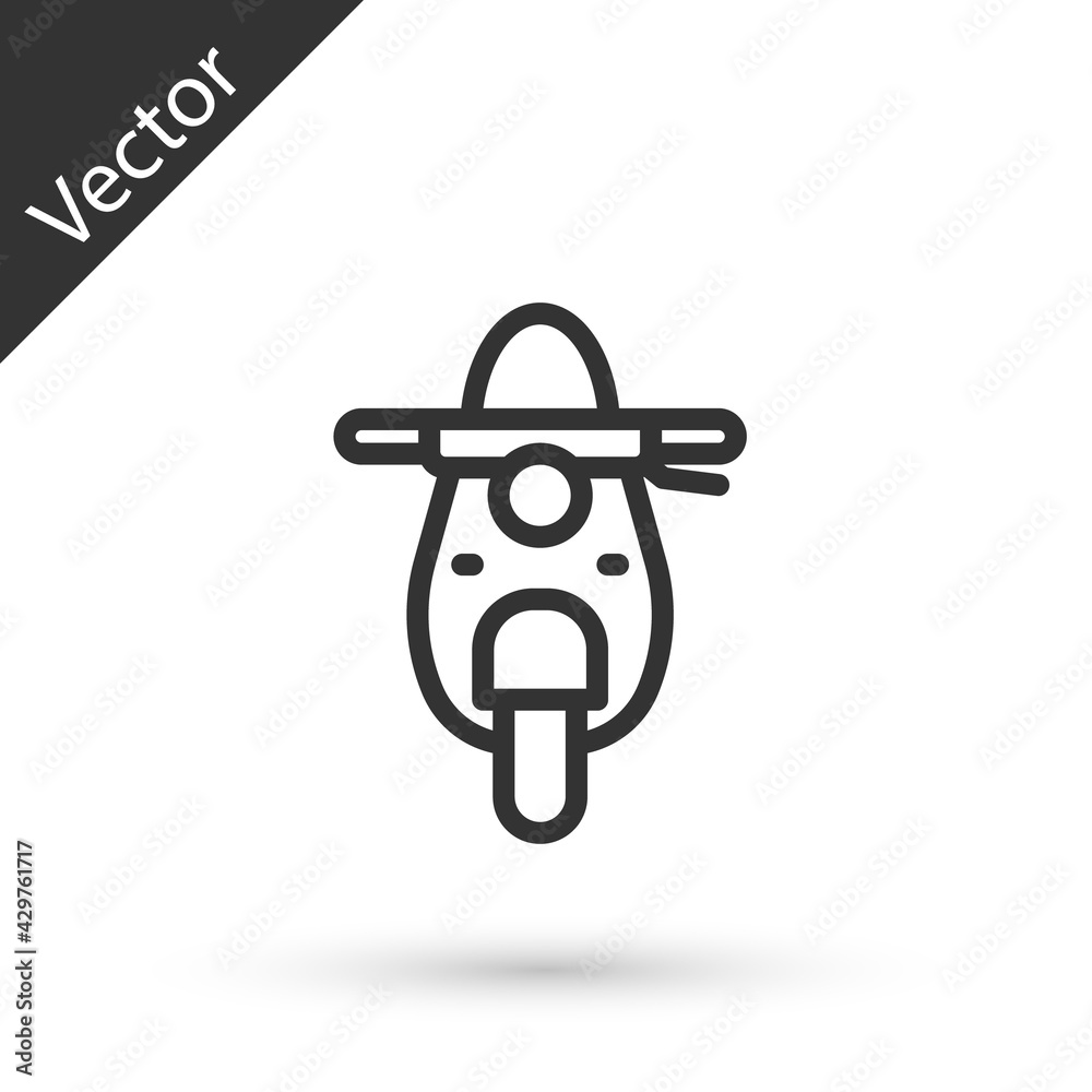 Fototapeta premium Grey line Scooter icon isolated on white background. Vector