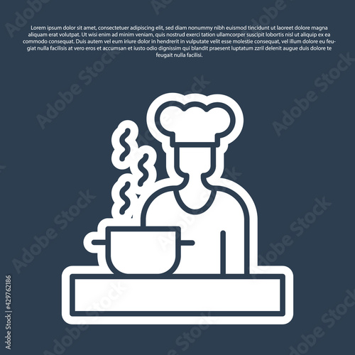 Blue line Spanish cook icon isolated on blue background. Vector