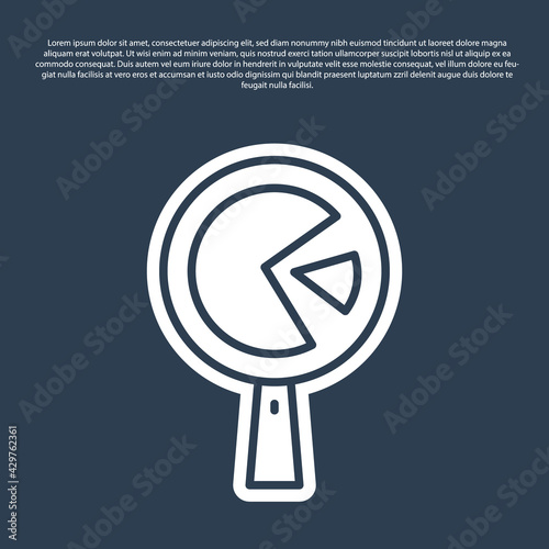 Blue line Omelette in frying pan icon isolated on blue background. Omelet in a skillet. Vector