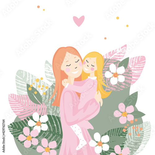 Illustration zum Muttertag in den zärtlichen Farben