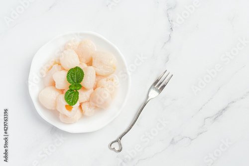 Lychee in Syrup on white background