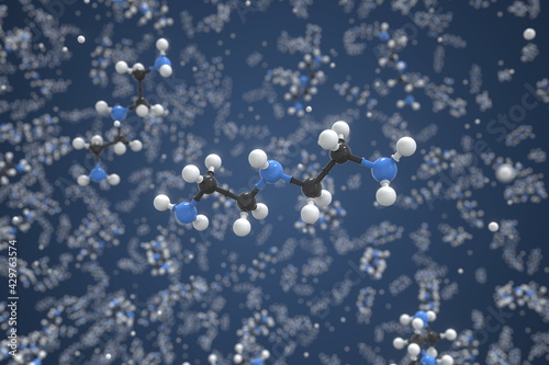 Diethylenetriamine molecule made with balls, conceptual molecular model. Chemical 3d rendering