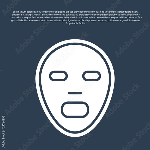 Blue line Facial cosmetic mask icon isolated on blue background. Cosmetology, medicine and health care. Vector