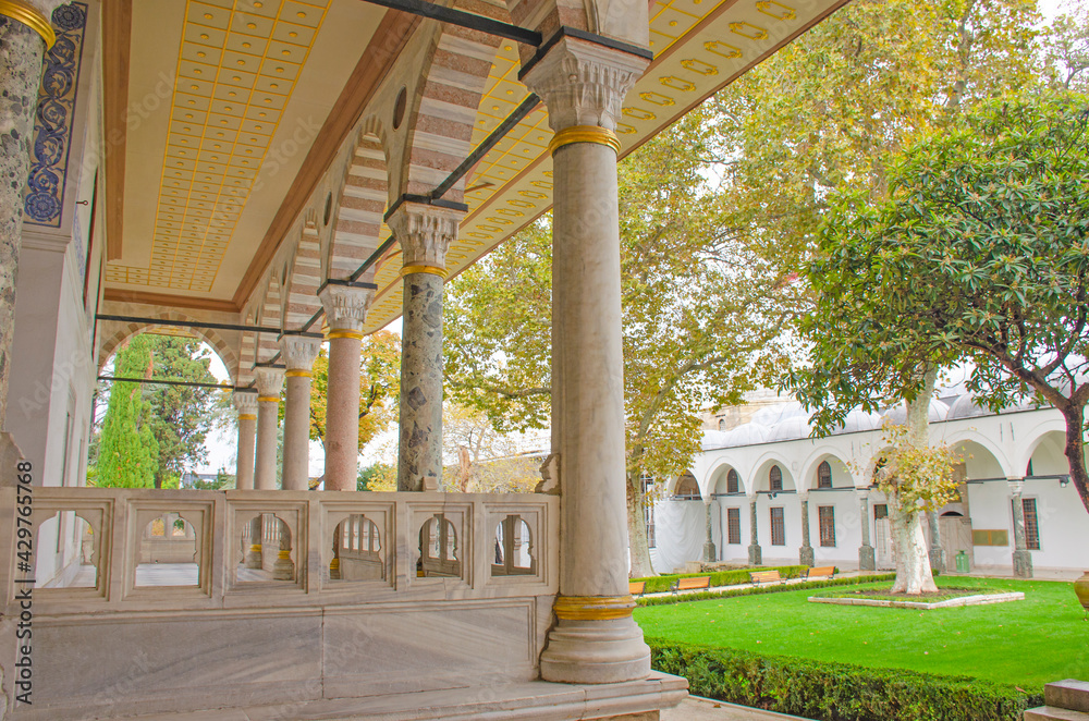 Tapkapi Palace and Park in Istanbul Turkey and old architecture