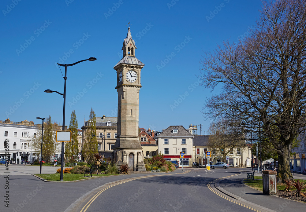 Victorian 'Albert clock' clock tower in the Center of Barnstaple in Devon