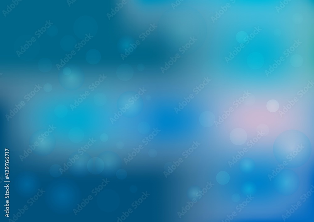 horizontal blue bokeh-style cover. blurred background. round spots, drops, streaks from dark to light. design of the tablet display, poster, and advertising brochure.
