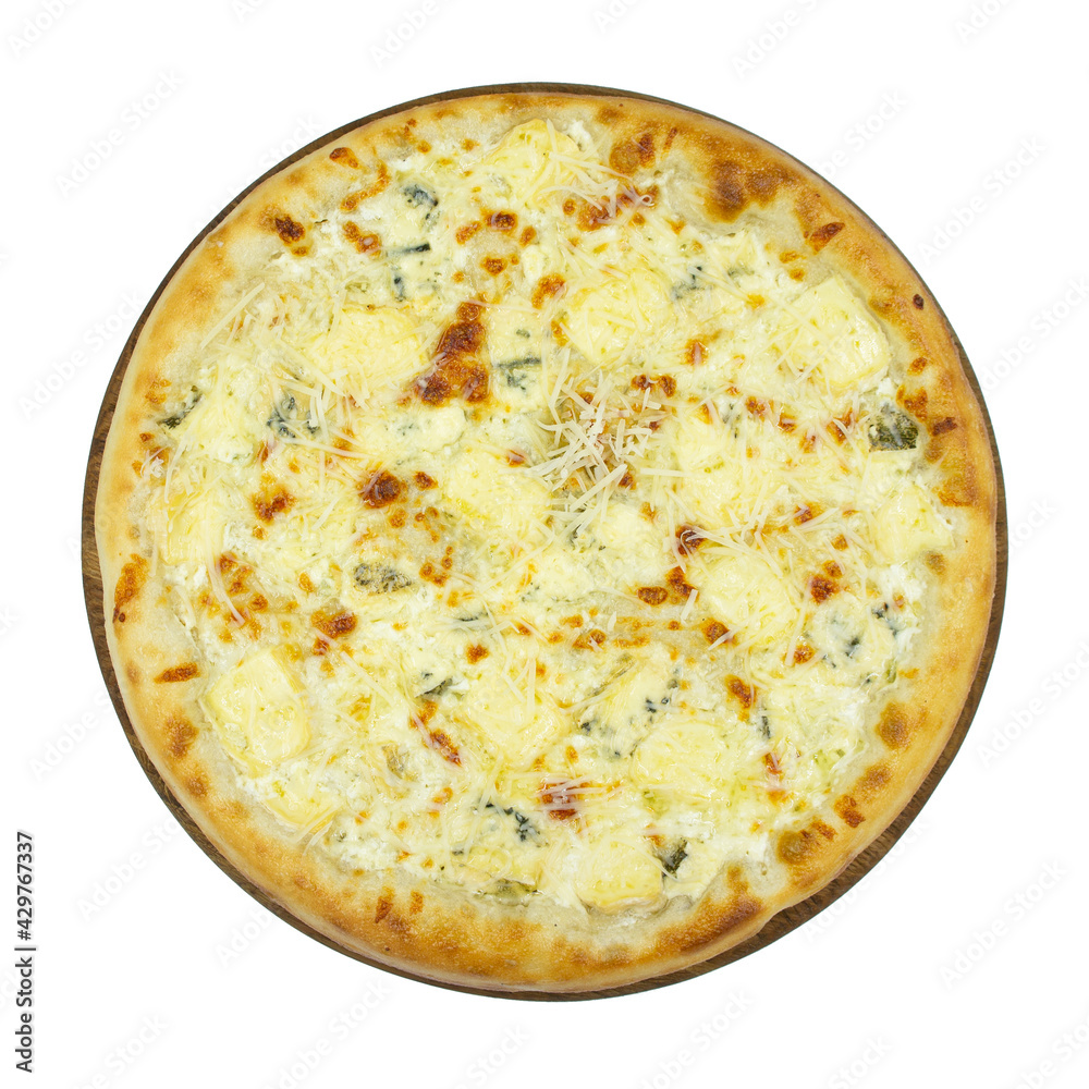 Four cheese pizza, photo for restaurant menu. Four cheese pizza, photo for restaurant menu.