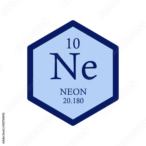 Free Download Ne Neon Noble gas Chemical Element Periodic Table. Hexagon vector illustration, simple clean style Icon with molar mass and atomic number for Lab, science or chemistry education. - GFXLoad