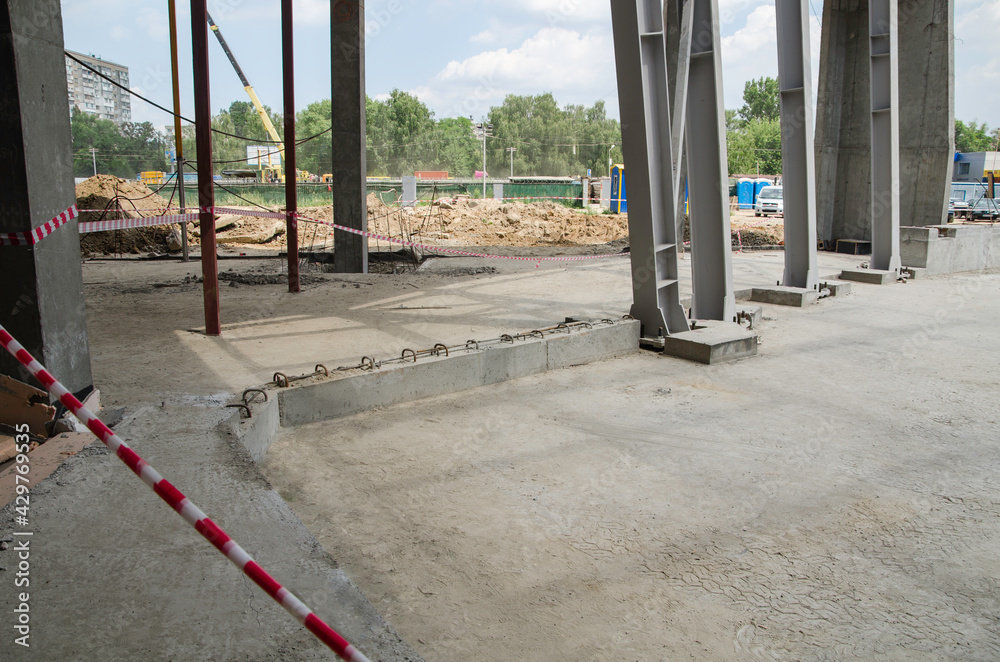Building construction erection of metal frame structures and reinforced concrete foundation Building construction erection of metal frame structures and reinforced concrete foundation