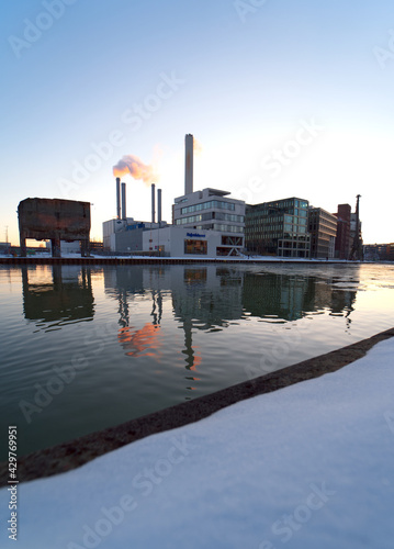 MUNSTER, GERMANY - Kreativkai - the Inner harbor of Munster. North Rhine-Westphalia, Germany