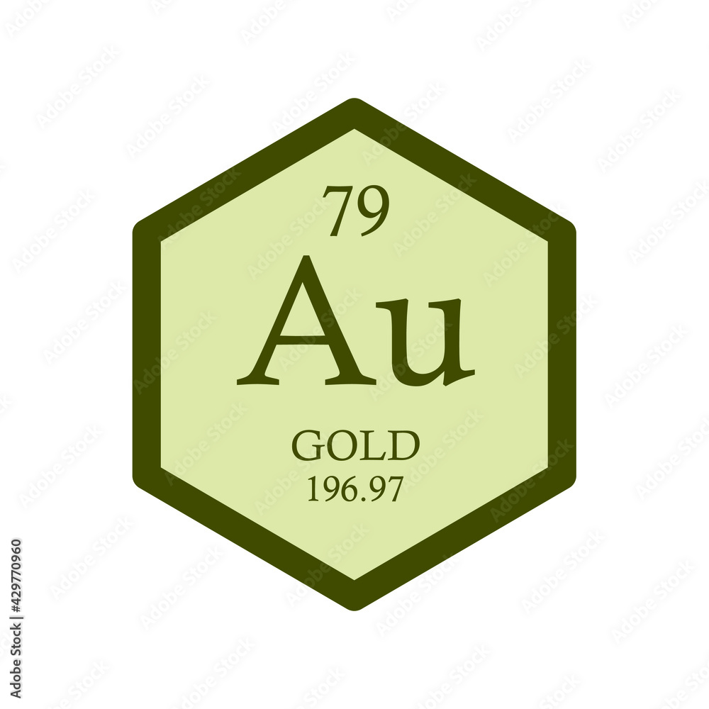 Au Gold Transition metal Chemical Element Periodic Table. Hexagon ...