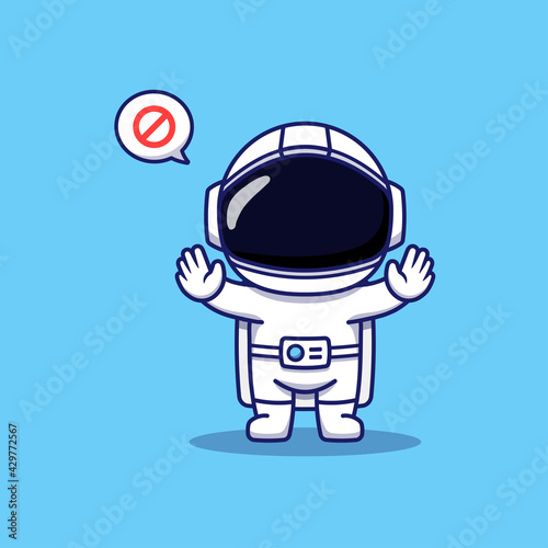 Cute astronaut posing hands forbid