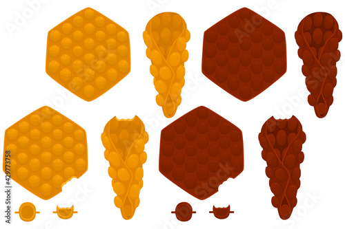 Illustration on theme big kit different types cone waffle with bubbles