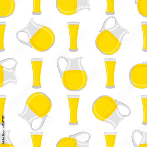 Illustration on theme colored lemonade in glass jug
