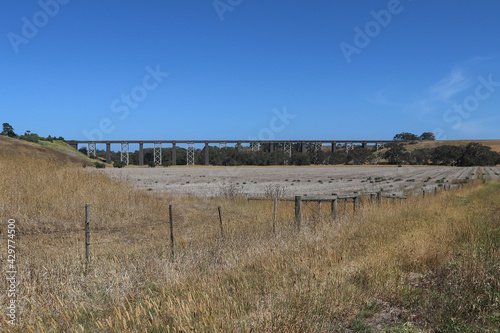 The historic 440-metre long Moorabool Viaduct  1862  is a bluestone and iron bridge that was built to carry the Geelong-Ballarat railway over the river valley