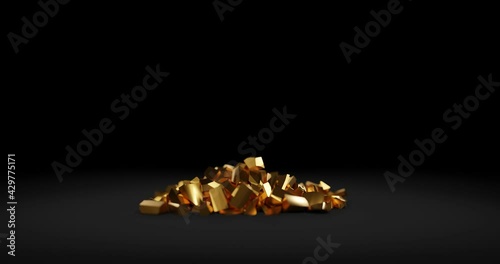 Gold pound sign crumbling, animated 3D CGI