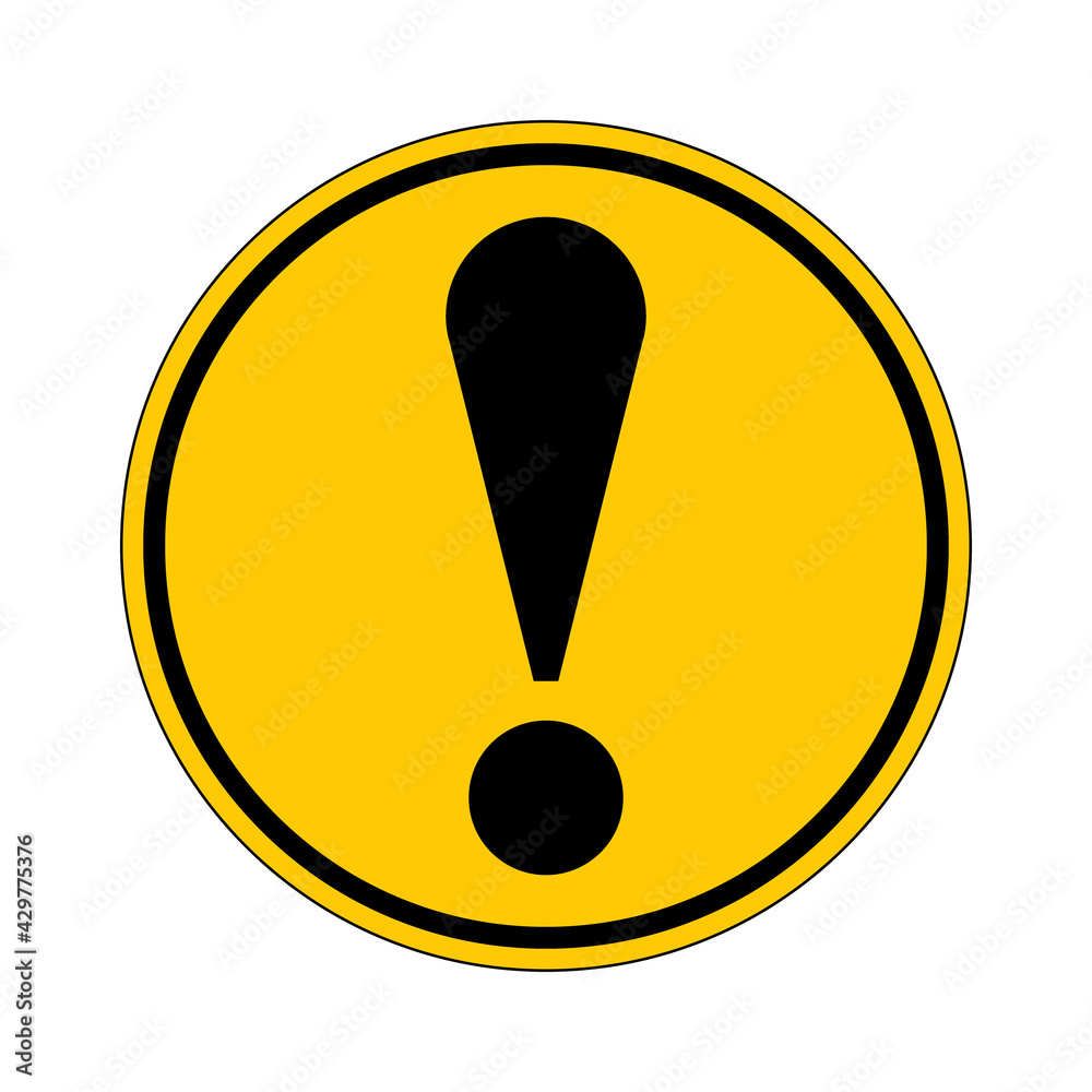 General caution icon vector design template isolated on white background. Vector illustration of yellow circular warning sign with exclamation mark inside. Attention. Danger zone. Other danger symbol. General caution icon vector design template isolated on white background. Vector illustration of yellow circular warning sign with exclamation mark inside. Attention. Danger zone. Other danger symbol.