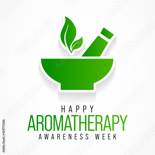 Aromatherapy awareness week is observed every year in June, it is a pseudoscience based on the usage of aromatic materials, including essential oils, and other aroma compounds. Vector illustration. photo