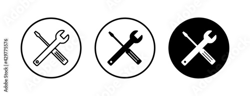 Repair icons set. Wrench and screwdriver icon. Settings vector icon. Maintenance