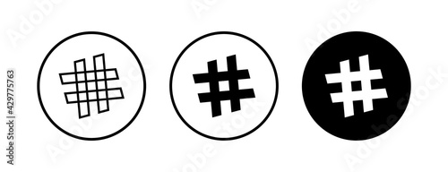 Hashtag icons set. black hashtag icon