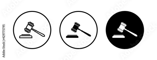 Gavel icons set. Hammer icon vector. Judge Gavel Auction Icon Vector. Bid