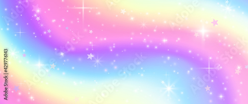 Canvas Print Unicorn colorful background, rainbow pattern, glitter vector texture, pastel fantase design, universe holographic style