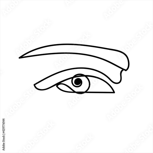 Eye continuous line art minimalistic icon, linear element for vector design