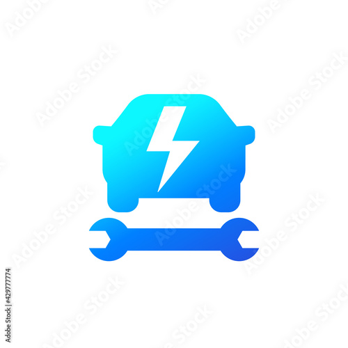 electric car, ev service icon on white