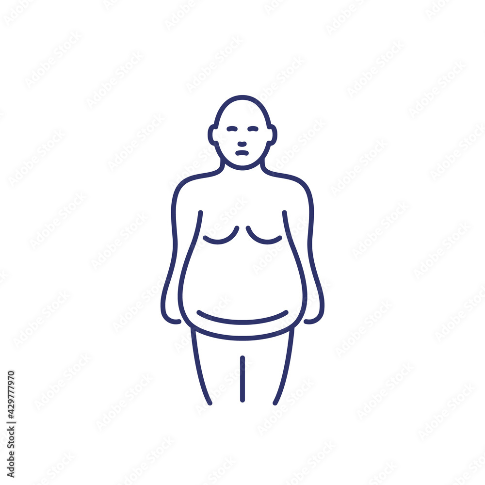 obesity line icon on white
