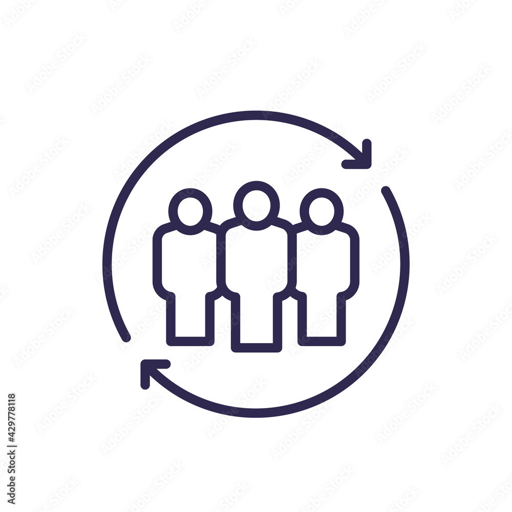 Staff rotation, hr icon, line vector Staff rotation, hr icon, line vector
