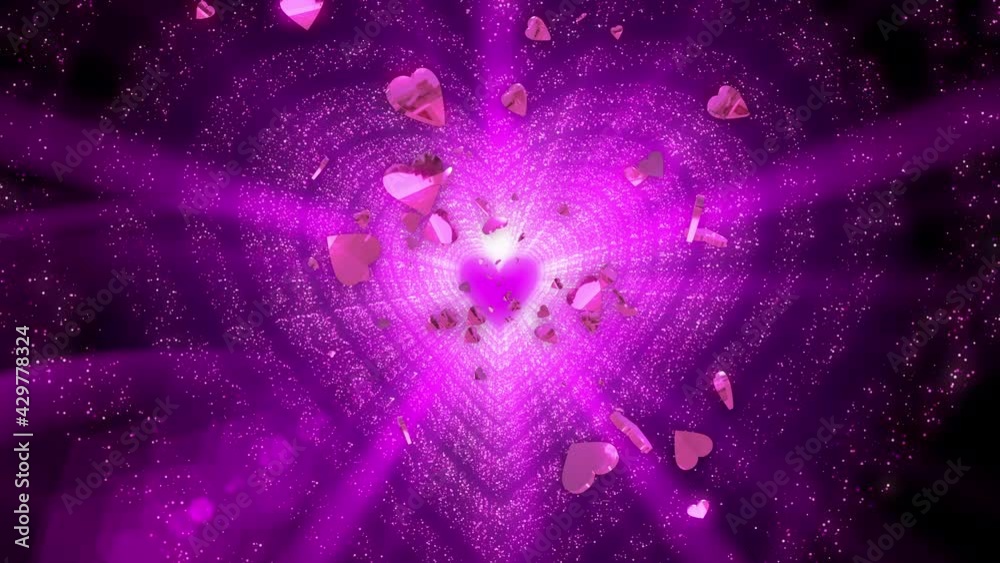heart shape light glow stroke neon flicker particle loop animation