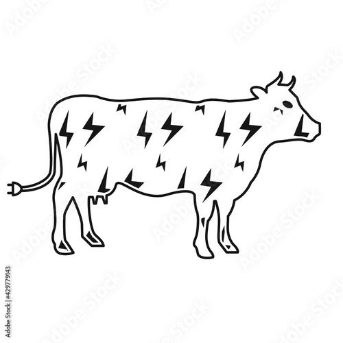 sustainability farming electric cow silhouette funny graphic black and white funny electric cow vector illustration