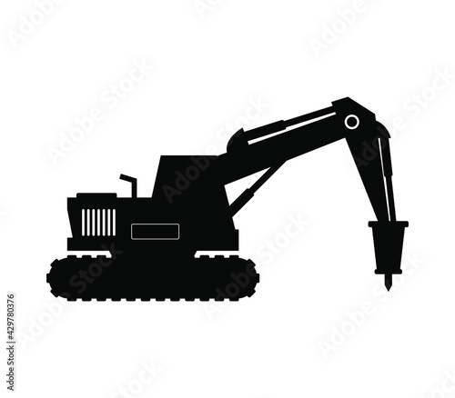 Excavator with hammer icon