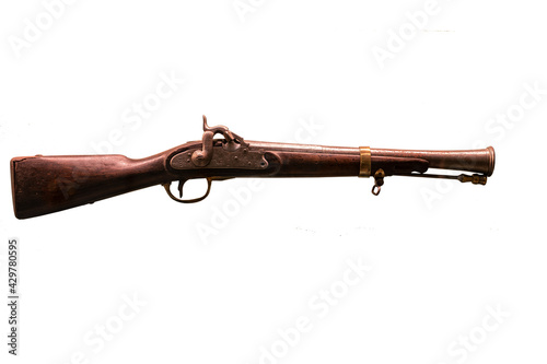 Old restored blunderbuss on white background photo