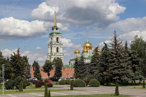 Tula city central cathedral with bell tower