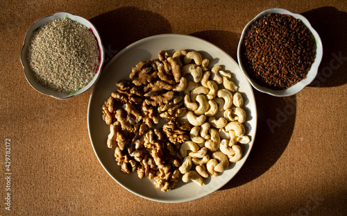 a plate filled with different types of nuts
