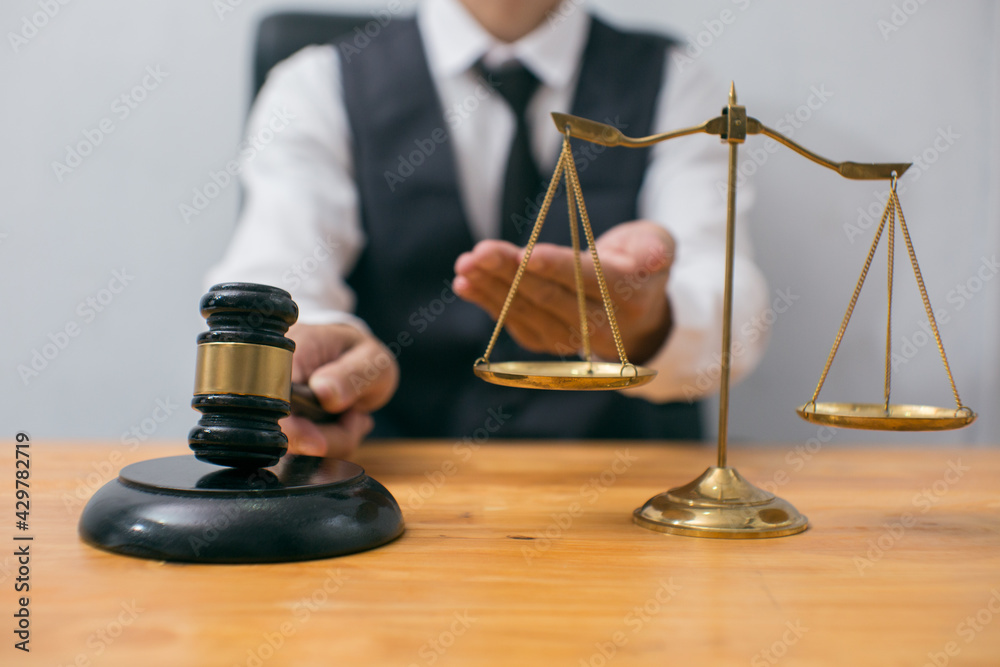 Male lawyer or judge consult having team meeting with client, Law and Legal services concept