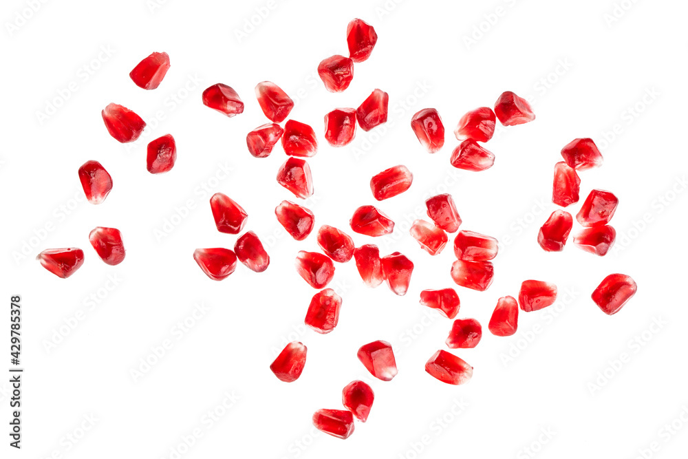 pomegranate seeds on white background pomegranate seeds on white background