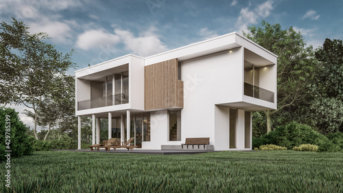 3D Rendering Architectural House Illustration 