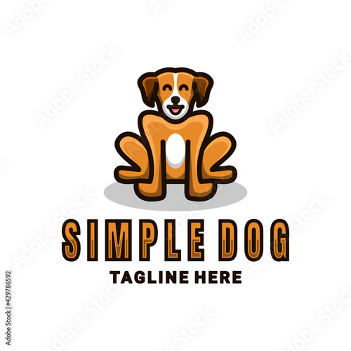 Simple Mascot Vector Logo Design of Dog sitting in yellow color