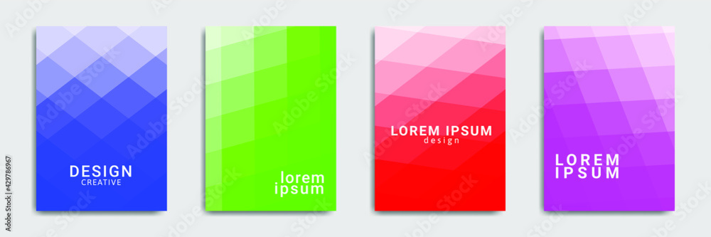  Minimal Covers Set With Gradient Shapes Composition Design. Brochure Collection, Futuristic Background, Cover, Print.