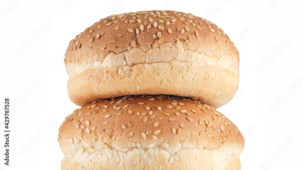 sesame hamburger buns isolated on white background sesame hamburger buns isolated on white background