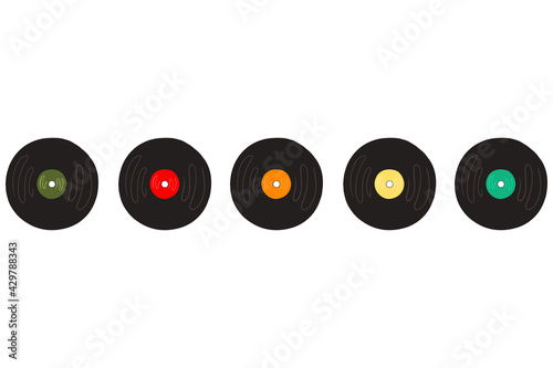 vector musical vinyl colored record in retro style