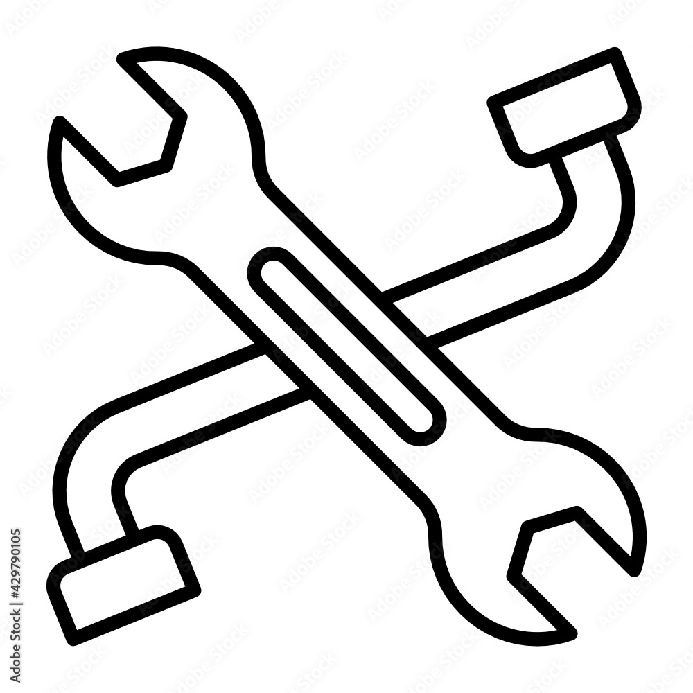 Car Mechanic Tools Vector Icon Design, Motor Vehicle Service and automobile repair shop Symbol, Lorry spare parts Sign, auto mechanic stock illustration, lug wrench Concept,