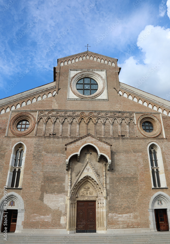 facade of the cathedral in the city of Udine in northern Italy