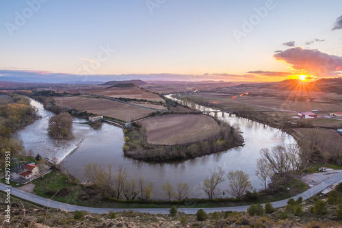 panoramic views of meander crossed by ebro river, Spain