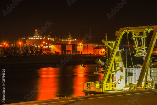 A nightscene at the harbour of Den Helder, the Netherlands